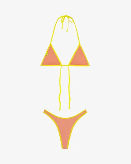 Fuzzy Peach Triangle Bikini Set