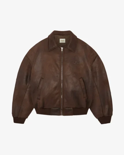 Shearling Aviator Jacket Rust Brown